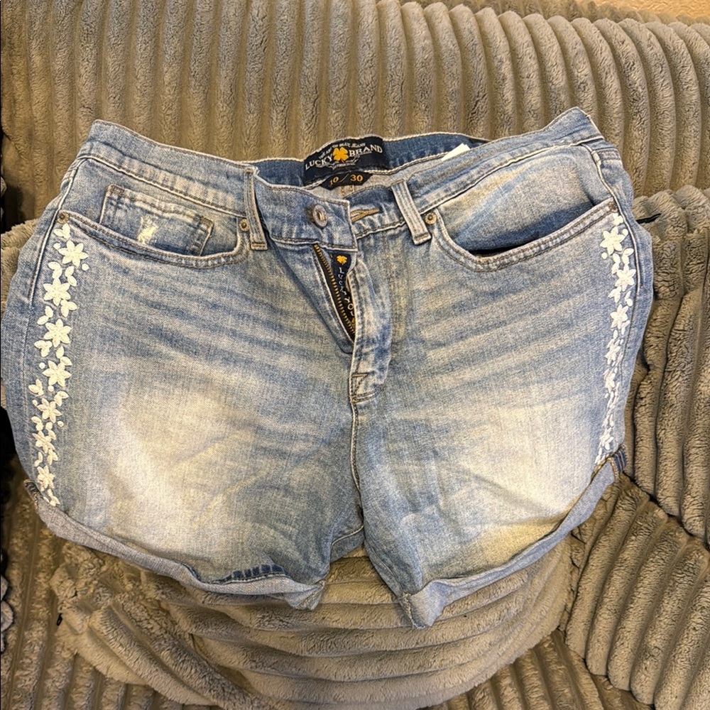 Lucky Brand Blue Jean Shorts with Lace Trim